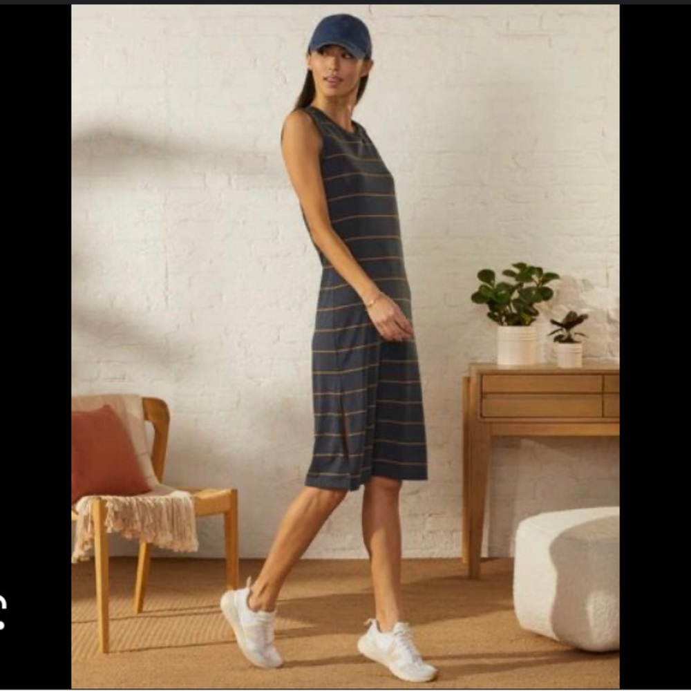 UpWest Cap-Sleeve MIDI Dress Stripes